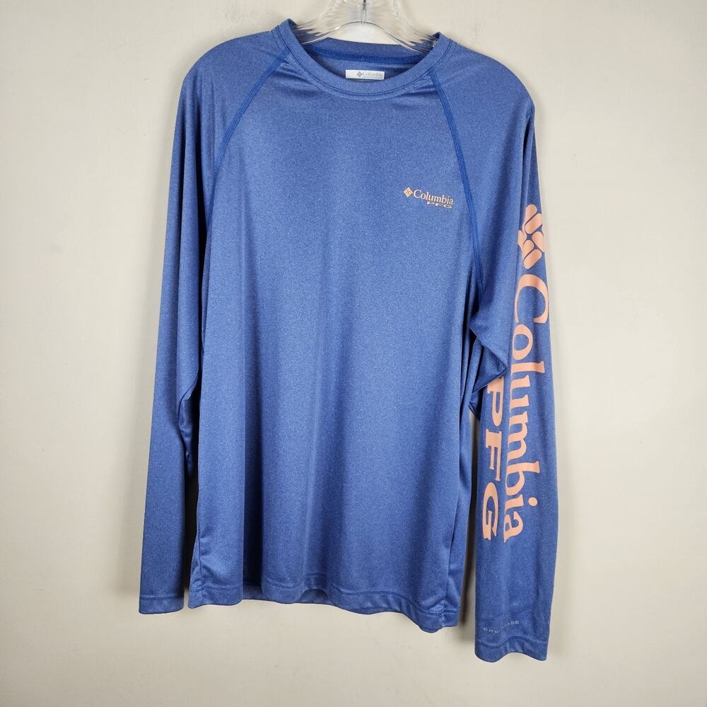 Columbia PFG Terminal Tackle Fishing LS Shirt SIZE SMALL BLUE UPF 50 Omni Shade
